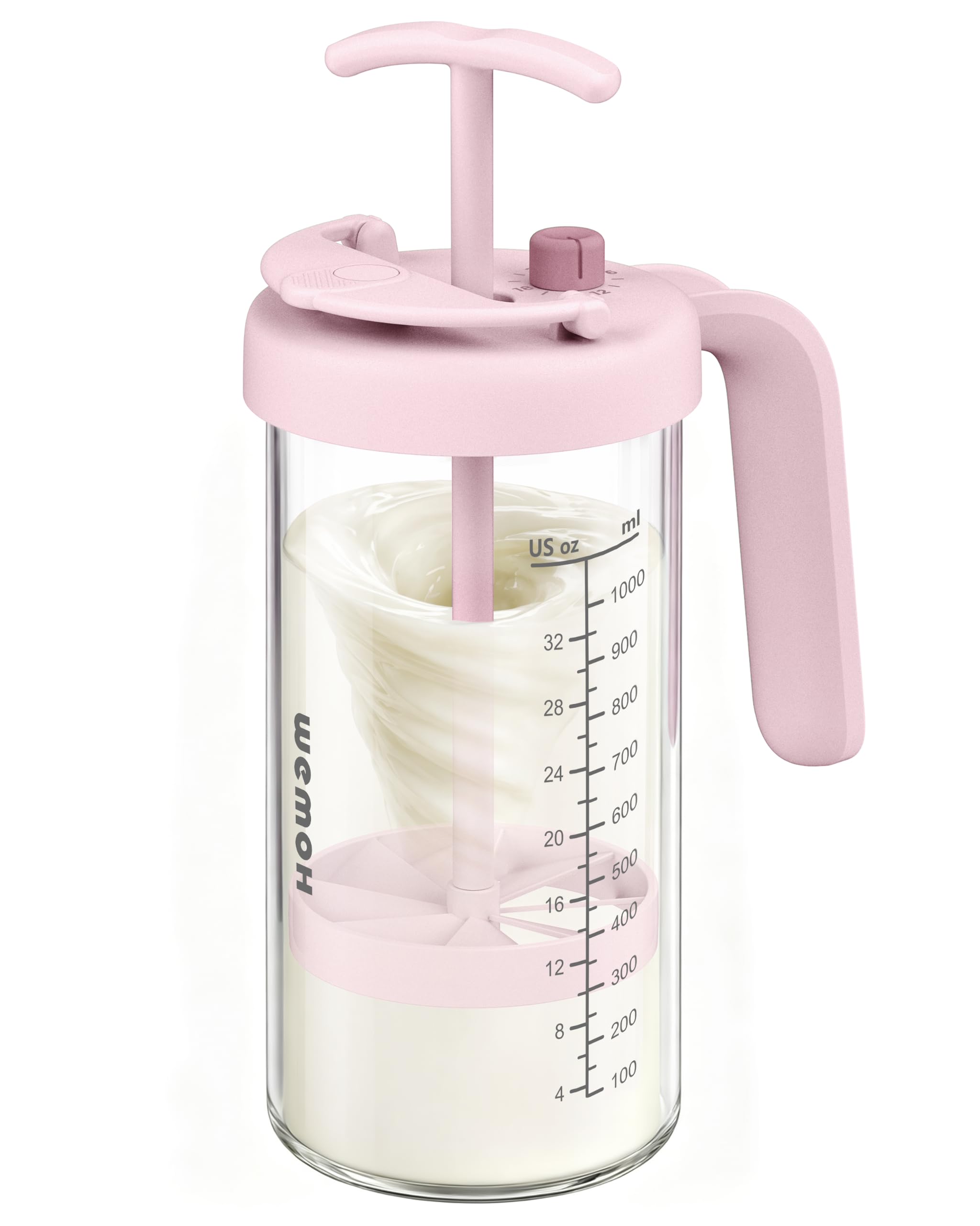 WEMOH Borosilicate Glass Formula Mixing Pitcher –950ml True Mixing Capacity, Time Dial for Freshness Tracking, Dishwasher-Safe, BPA-Free Lid, Perfect for Breastmilk Pitcher Method & Multi-Baby Feeding