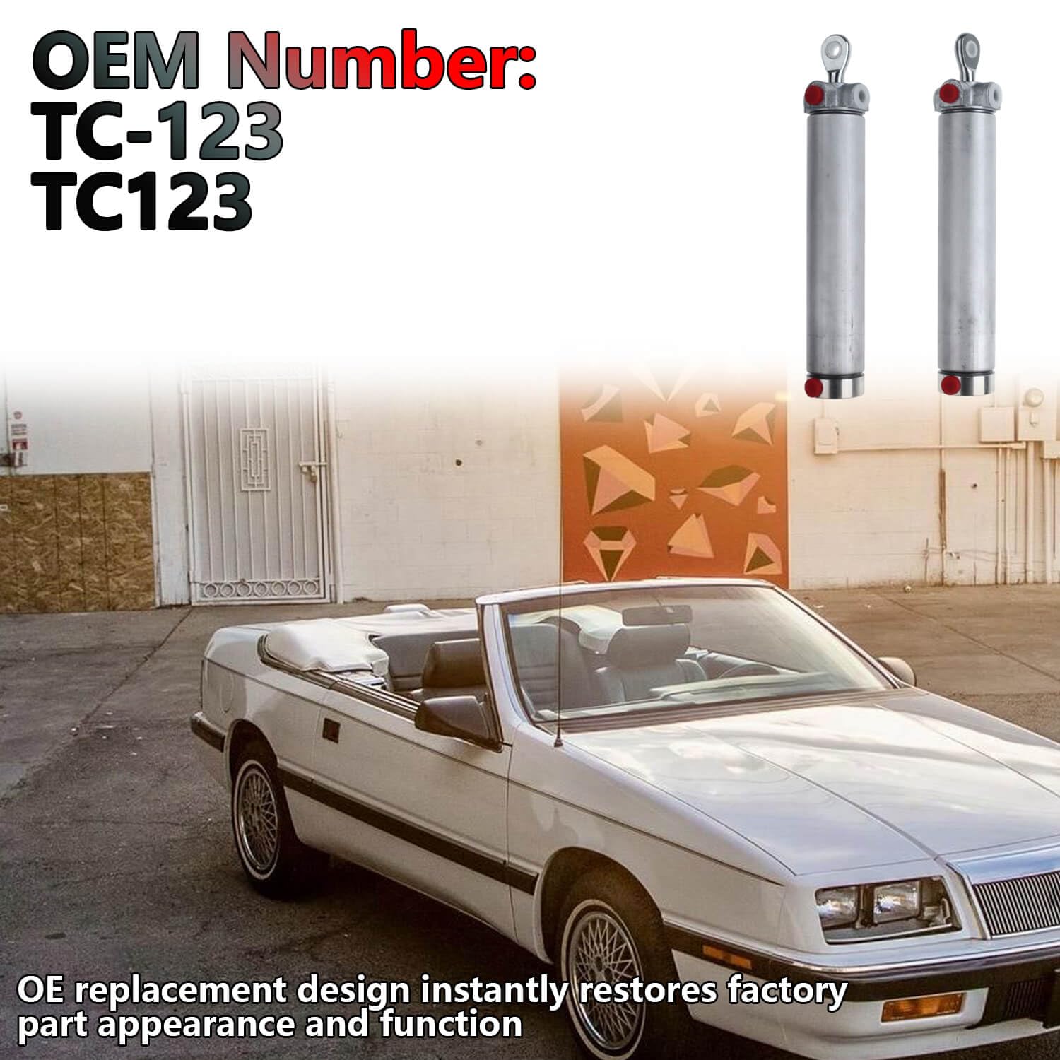 2Pack Convertible Top Hydraulic Cylinders Lift Arm Lift Support TC123,Compatible with Chrysler Lebaron 1987-1995 and Ford Mustang 1983-1993 TC-123-Chrysler/TC-123- Ford