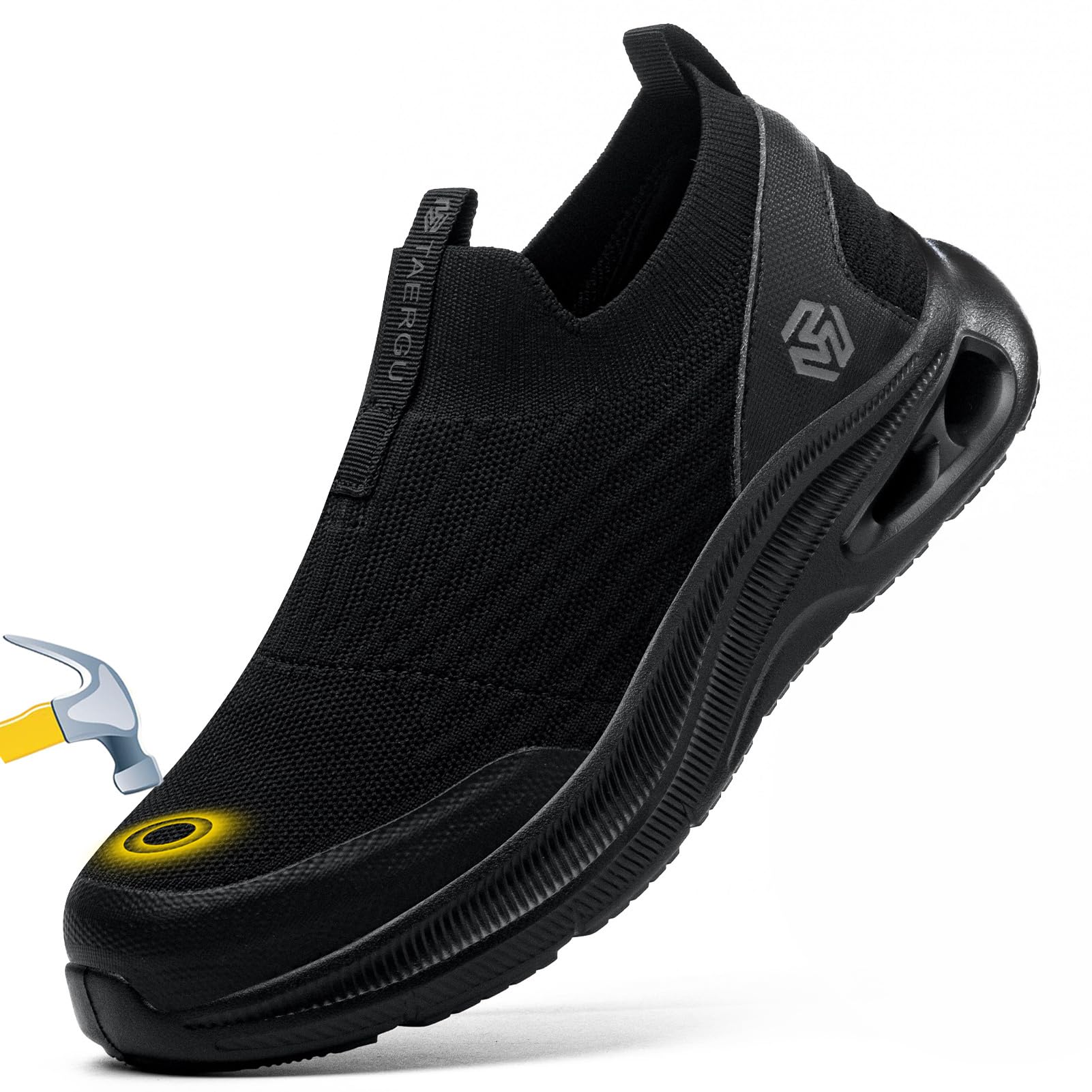 Steel Toe Shoes Men Lightweight Comfortable Work Shoes Slip On Safety Shoe Walking Sneakers Puncture Proof Loafers