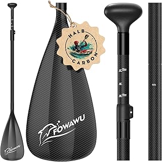 FOWAWU Halbcarbon- / Carbon-SUP-Paddel – 3-teiliges verstellbares Paddel für Stand-up-Paddleboards – Leichtes & schwimmendes Ruder für SUP-Bretter