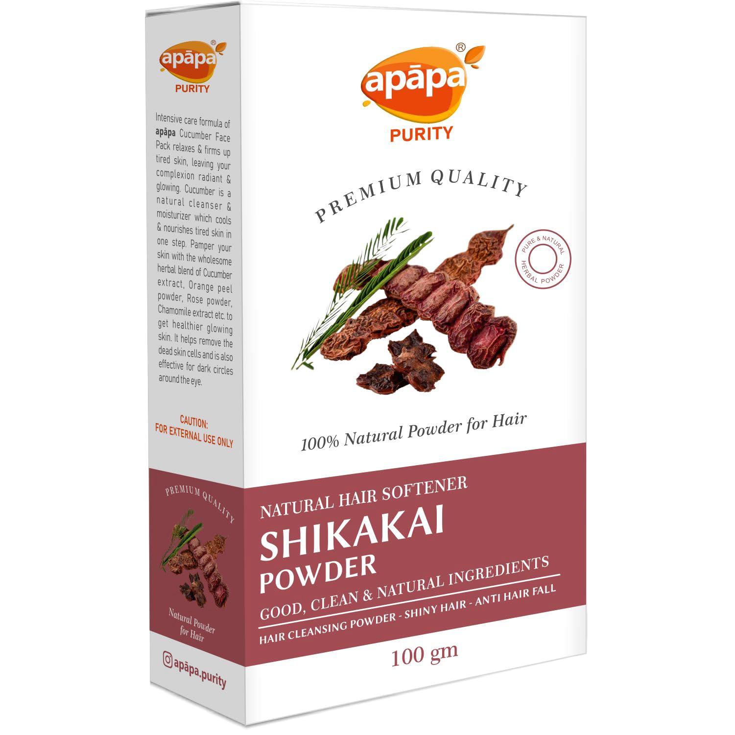 apāpa Shikakai Powder for Hair Cleanser Luxurious and Soft Shiny Hair Mask Controls Hair Fall Dandruff Frizzy Hair Scalp Reduces Hair Fall Pack Natural & Vegan 100 Gm