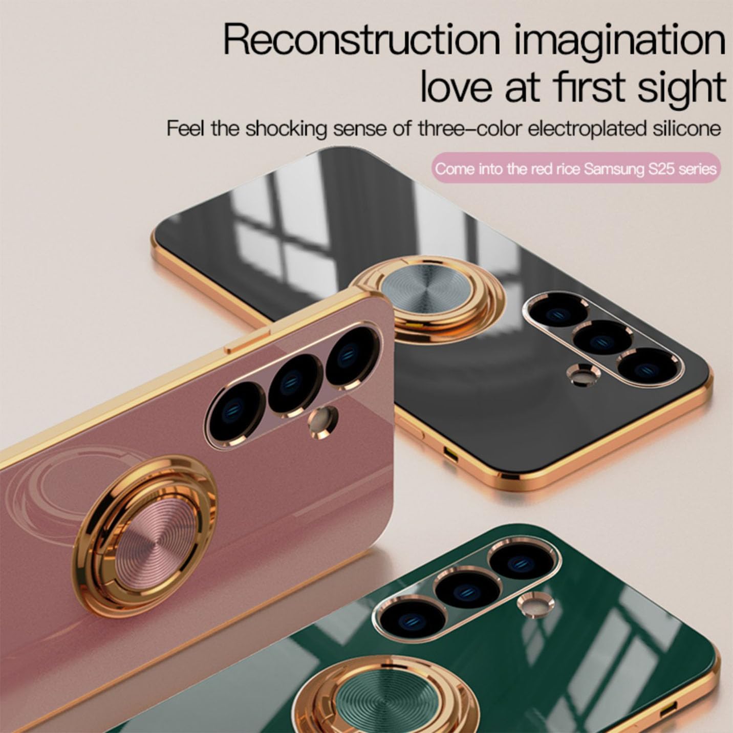 BORYA Cover per Sony Xperia 1 V, Morbida Silicone TPU Bumper Ultra Sottile Antiurto Antigraffio Custodia, Placcatura Phnom Penh Anello Supporto Case, Bianco