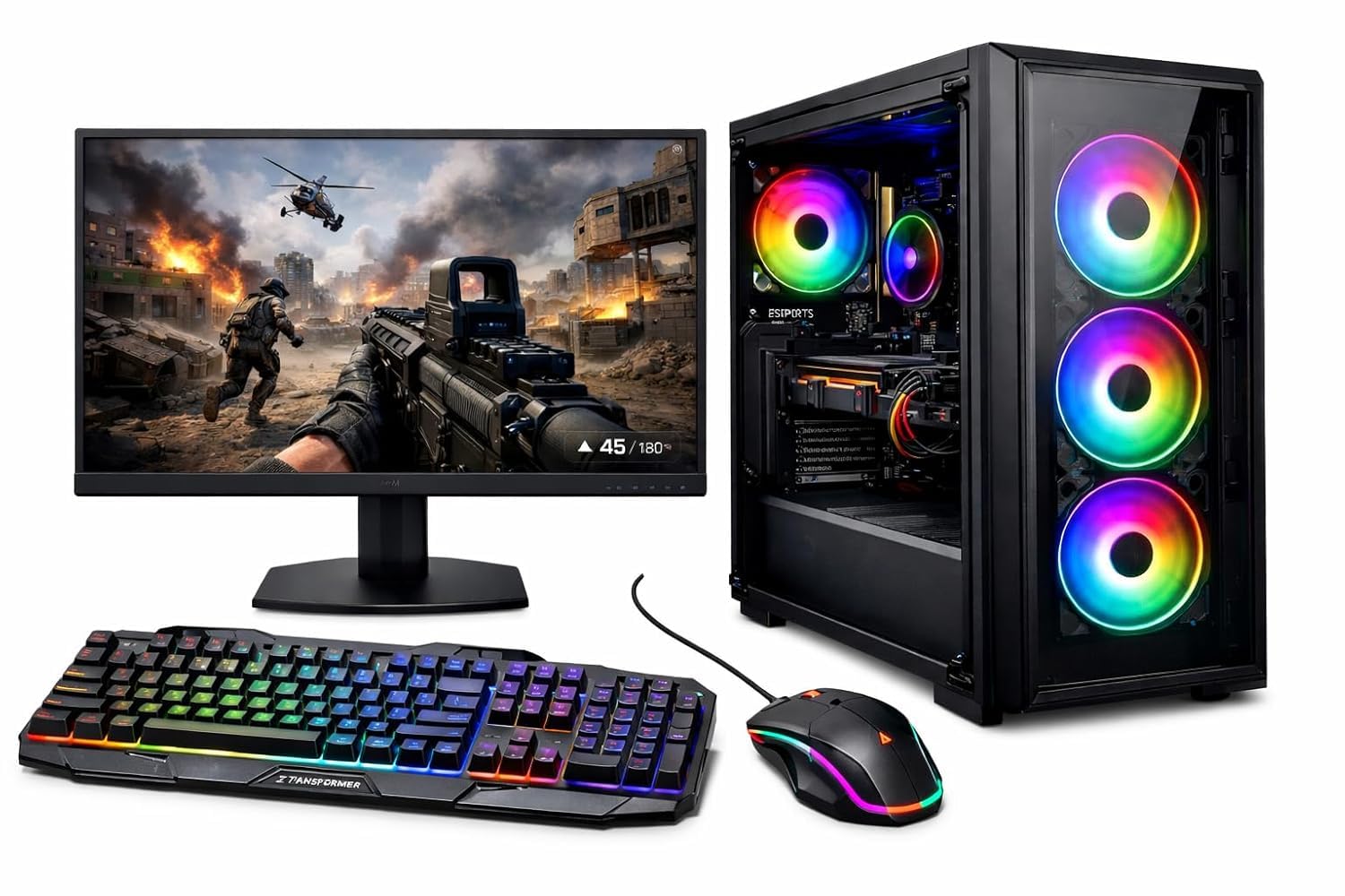 KRYNORCXY Desktop Computer PC Set | Core i5 Processor | 16GB RAM | 512GB SSD | HD Graphics 2000 | RGB 4 Fan Cabinet | 19 Inch LED Monitor | RGB Keyboard Mouse | WiFi | Windows 10 Pro-image-3