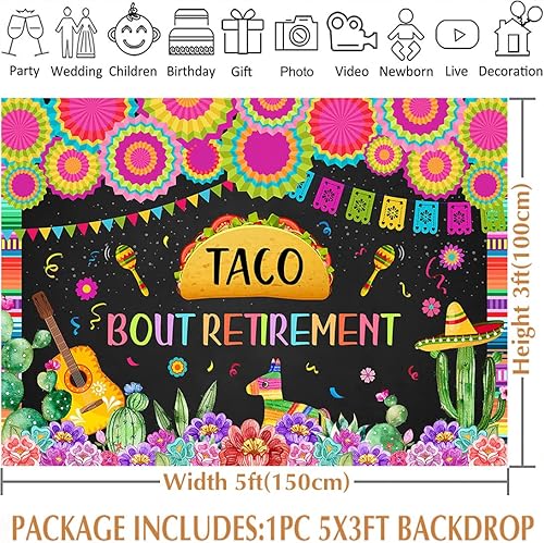 Miniatura 3 de Avezano Telón de fondo de jubilación de Taco Bout para fiesta mexicana, fondo de fiesta de jubilación feliz para hombres y mujeres, Cinco De Mayo,