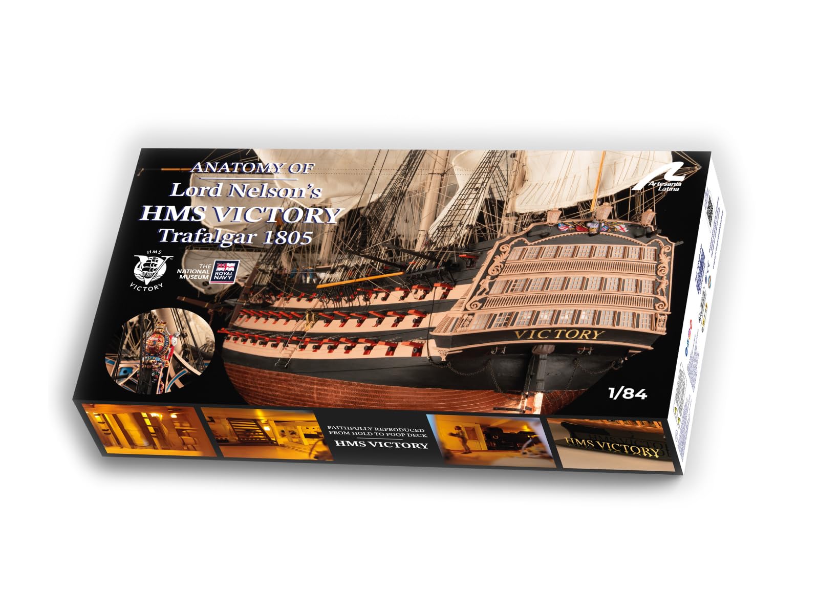 Artesanía Latina - Holzmodellschiff – Englisches Linienschiff, Anatomie Lord Nelson’s HMS Victory, Trafalgar 1805 - Modell 22900-OP, Maßtab 1:84 - Expertenniveau Modellbausatz zum Zusammenbauen