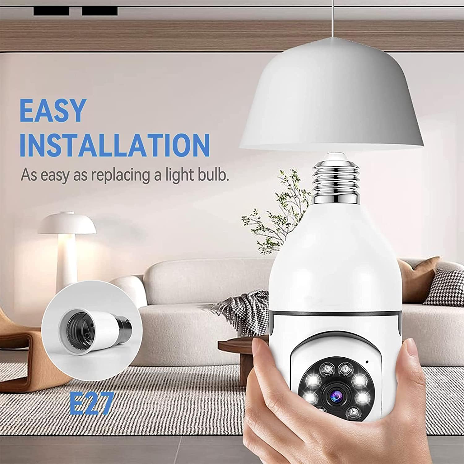 LED Closet Light with Charging Station, 28LEDs Light Bulb Security Camera Cabinet Lighting with Remote