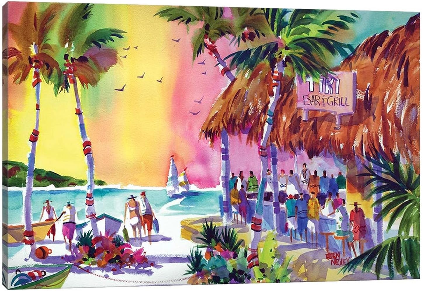 Beach Canvas Wall Art Seaside Shoppers Print Pictures