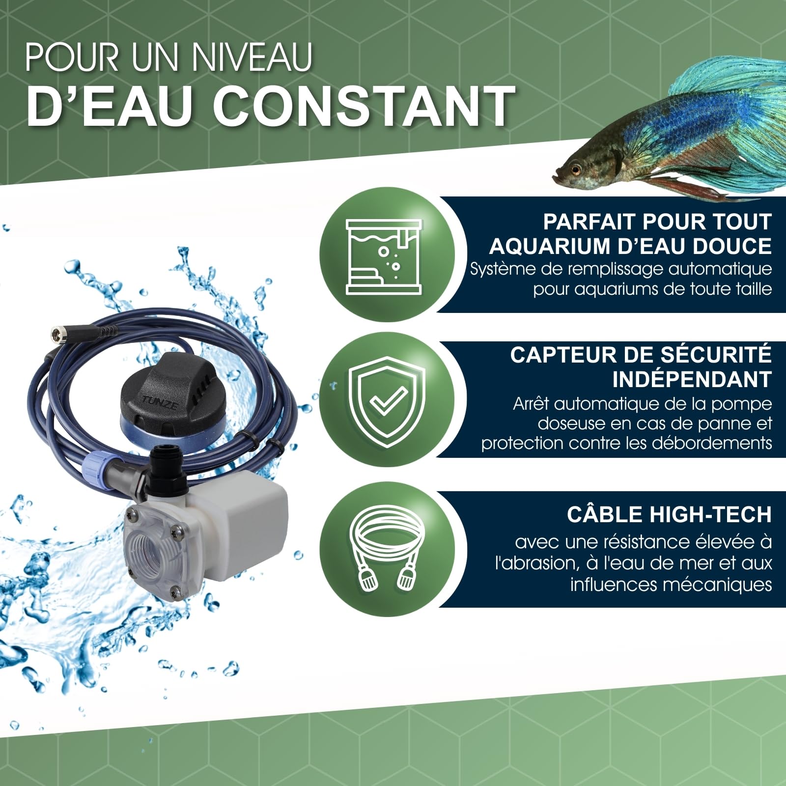 Tunze Osmolateur 3 Universel 3154 I Régulateur de niveau d'eau pour aquariums d'eau douce I Capteur de sécurité I Pompe doseuse avec capteur de régulation optique et support magnétique