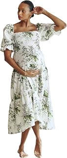 Women’s Cotton Linen Kiko Maternity Dress, Casual Floral Maxi Gown for Baby Shower, Pregnancy, Photoshoot, Events Price In India