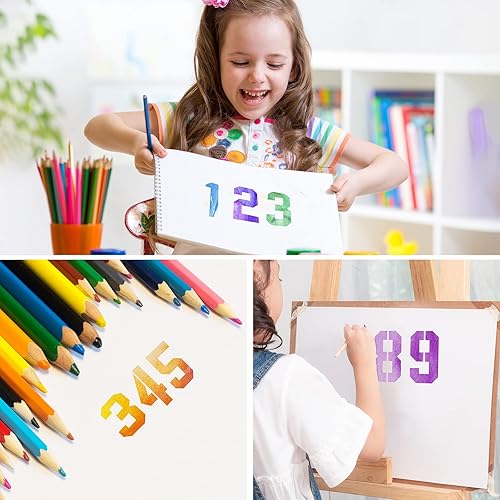 Miniatura 3 de Plantillas de números de 10 pulgadas, plantillas de números reutilizables, juego de plantillas de números de plástico 0-9 para plantillas de pastel,