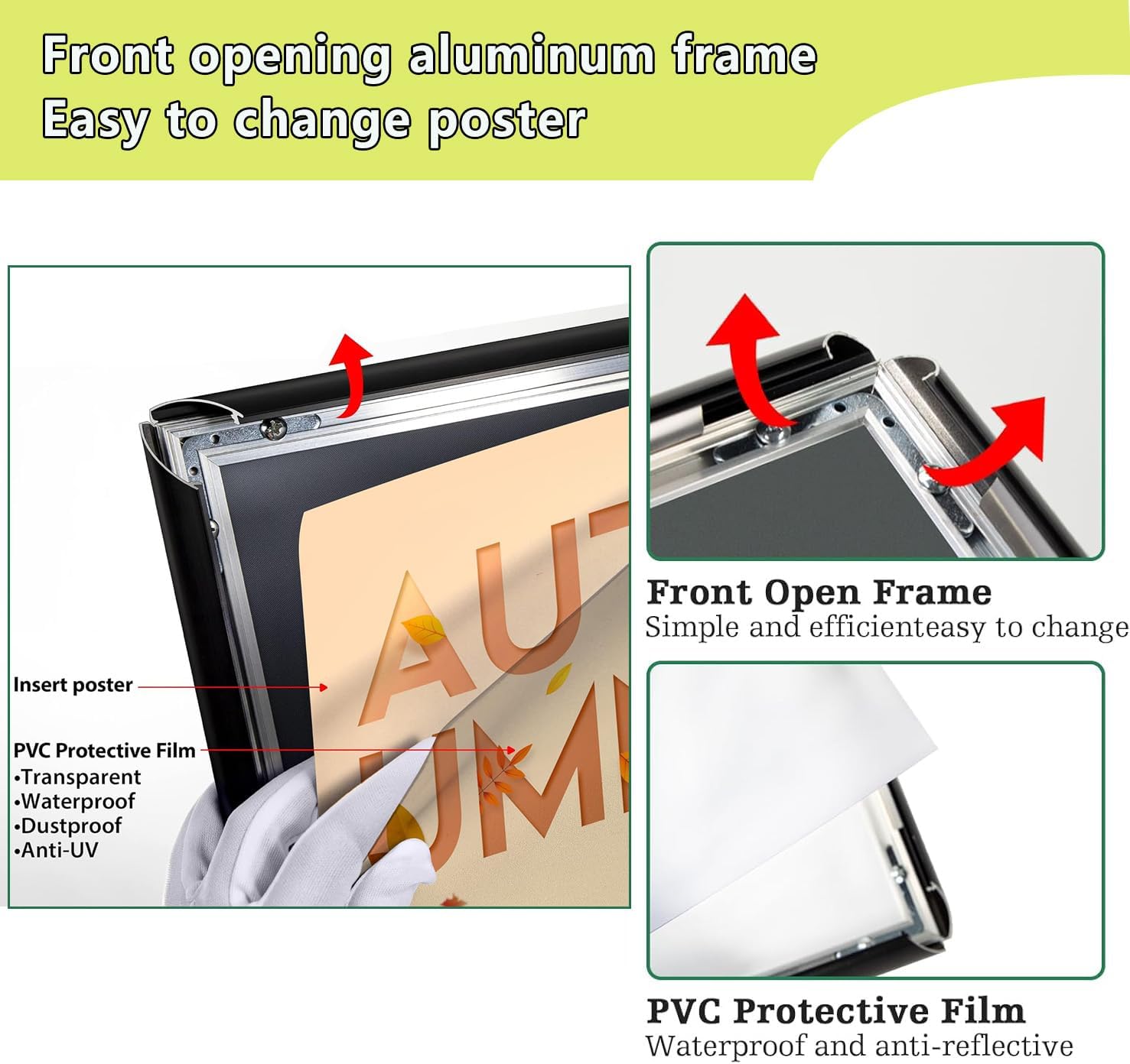 Adjustable Sign Holder Stand 8.5x11 inch, Floor Standing Sign Holder, 360° Rotation, Signage Stand with Snap-Open Frame Display, Outdoor Indoor Standing Display Sign Holders for advertising - Image 4