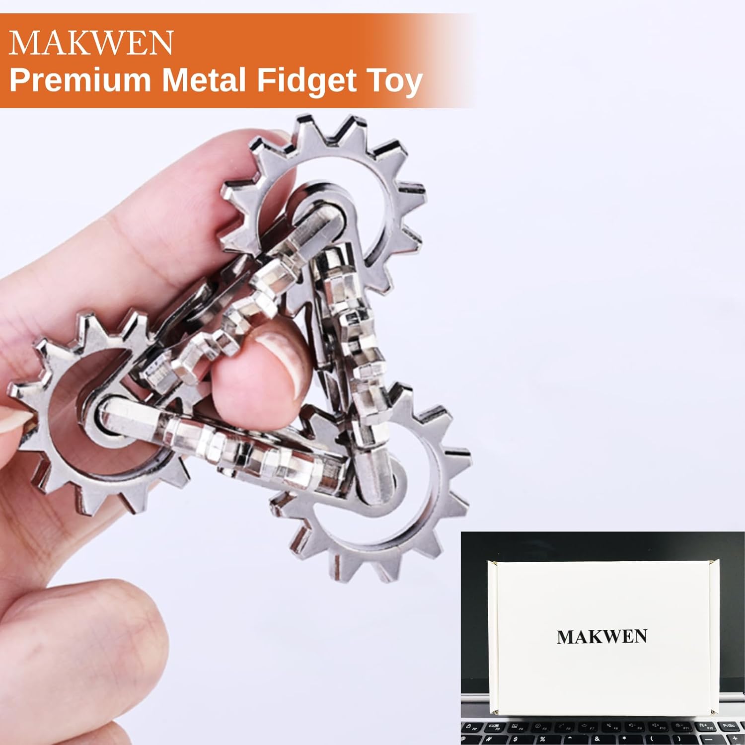 Easter Basket Stuffers Gift for Teens and Adults, Metal Never Ending Flippy Fidget Toy, EDC Quiet Fidget Blocks for Office Home, Relief Stress Anxiety (Sliver Gear)
