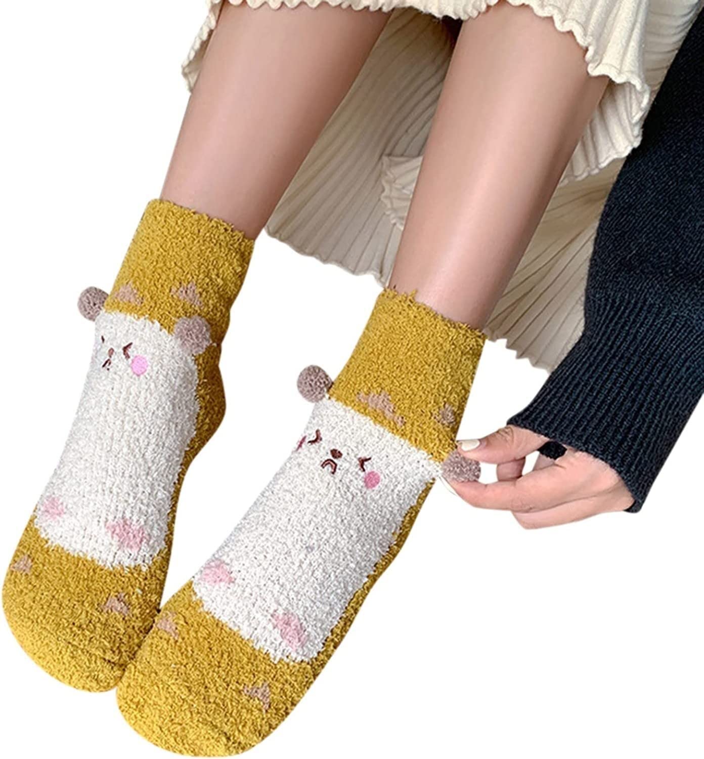 Calcetines Invierno 3 Pares De Calcetines Térmicos Con Pompones De Invierno Para Mujer, Esponjosos, Súper Suaves, Cálidos, Gruesos, Acogedores Y Borrosos Calcetines Termicos