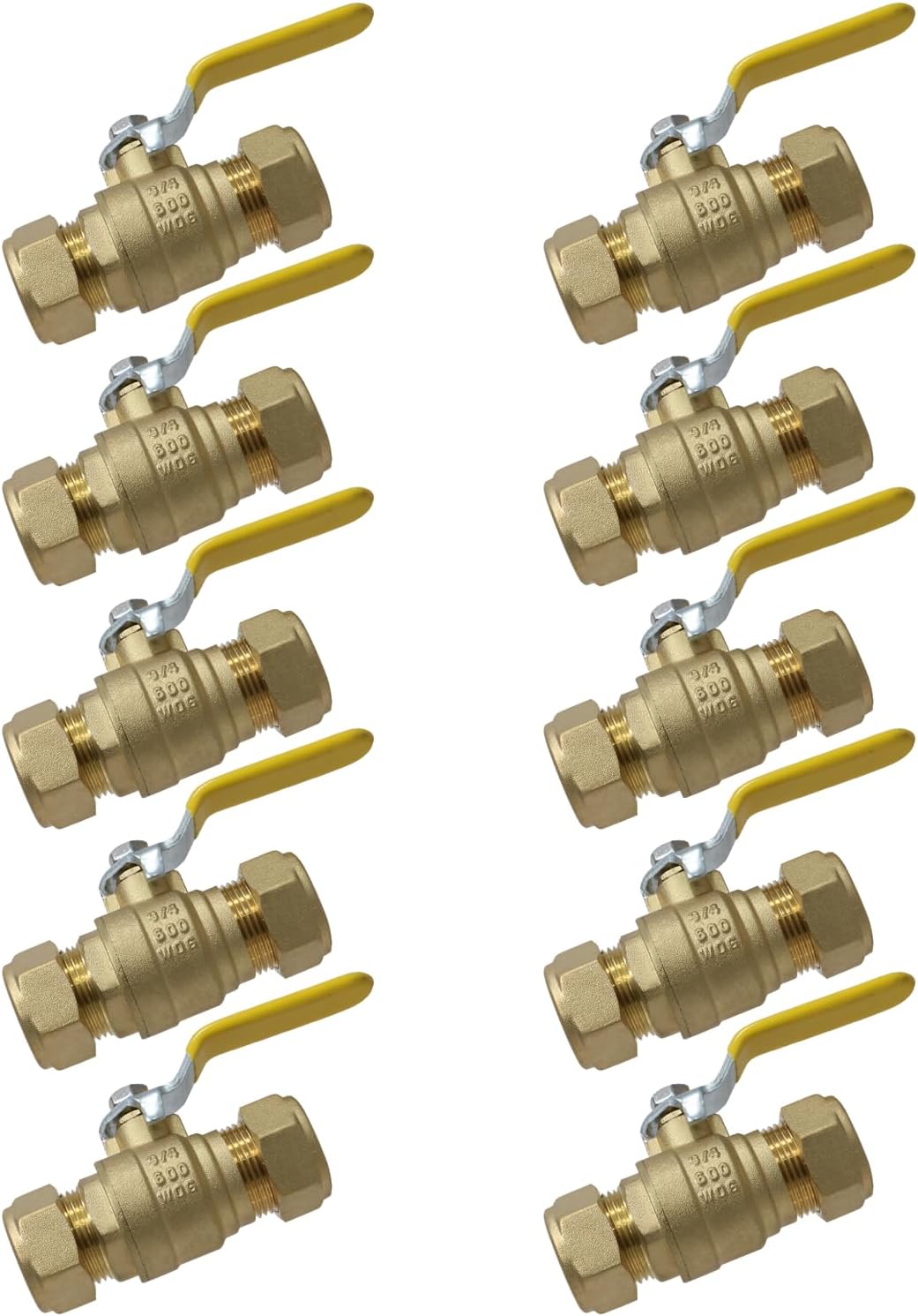 10 Pieces XFITTING 3/4" Compression Ball Valve - Full Port, Brass, 600 WOG