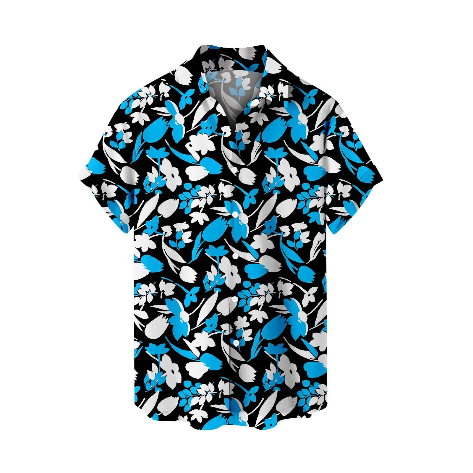 Mens Floral Aloha Shirts Summer Casual Vacation Resort Shirts Short Sleeve Tropical Funky Printed Beach Button Up Shirts