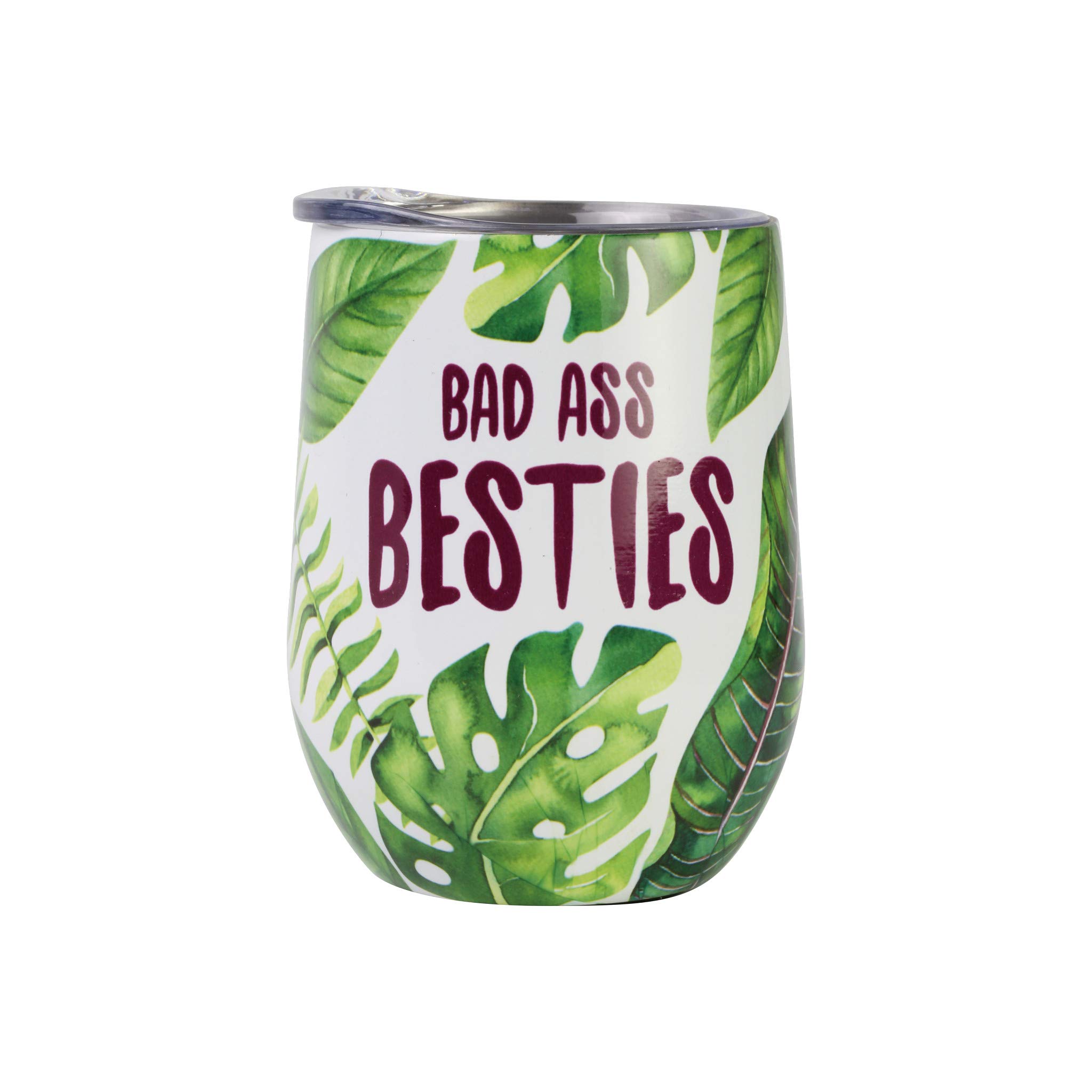 Enesco Our Name is Mud Bad Besties Floral Wine Tumbler, 15 Ounce,  Multicolor : Amazon.co.uk: Home & Kitchen