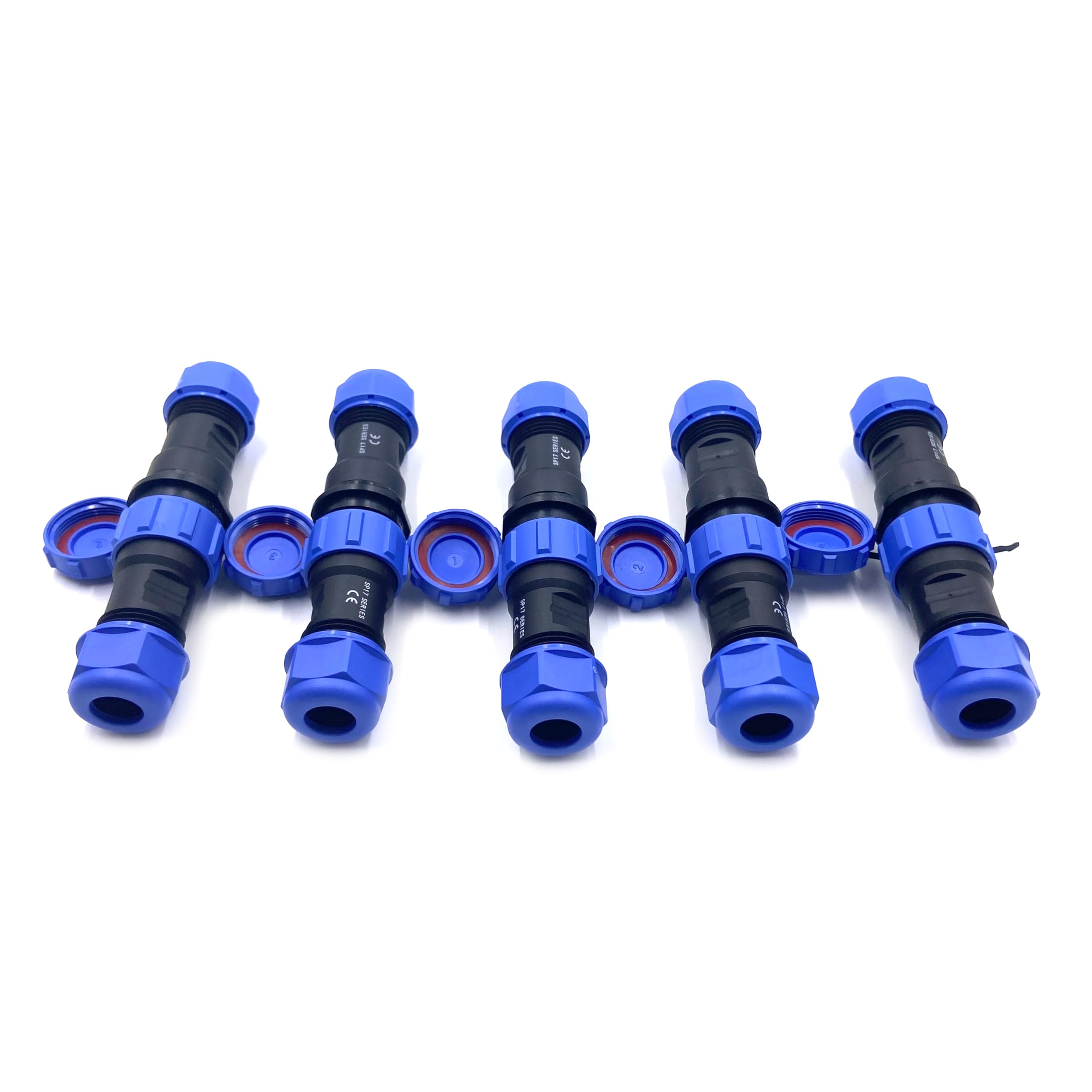 Lot de 5 connecteurs d'aviation SP17 à 2 broches, IP68, 2 broches, sans soudure, connecteur d'aviation étanche pour lampes extérieures 500 V 10 A (sertissage à vis de câble 14AWG)