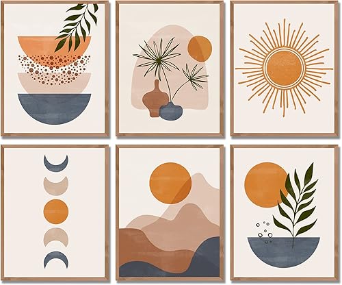 Decoración de pared bohemia arte de pared bohemio moderno de mediados de siglo decoración de pared minimalista boho para dormitorio decoración de