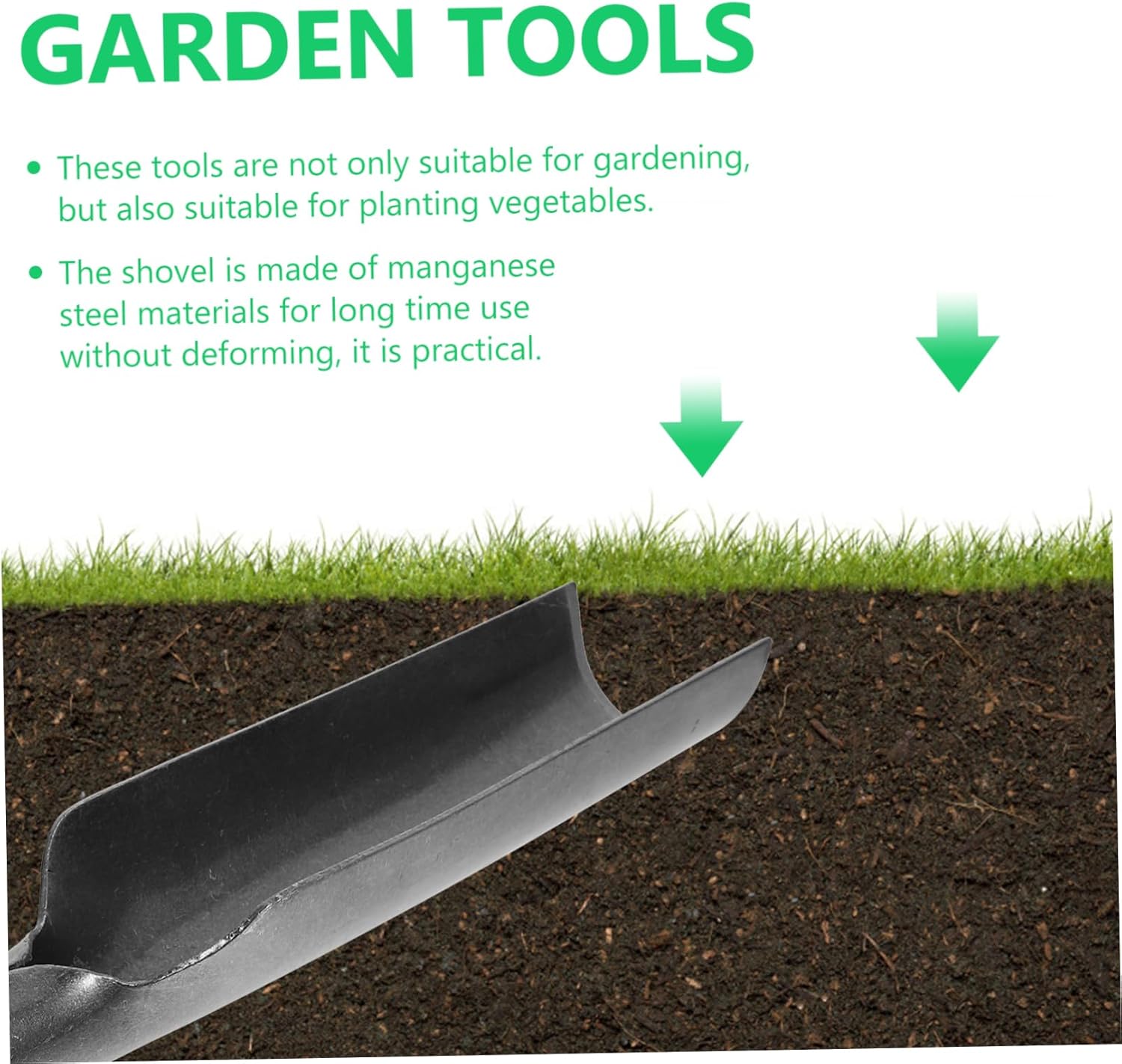 POPETPOP Manganese Steel Garden Spade Shovel Portable Planting Tool for Digging Hammering Shoveling Outdoor Activities