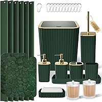 Vista 20 de Bathroom Accessories Set - 25PC Bathroom Sets with Shower Curtain and Rugs, Orange Bathroom Accessories with Trash Can, Soap Dispenser, Soap Dish &
