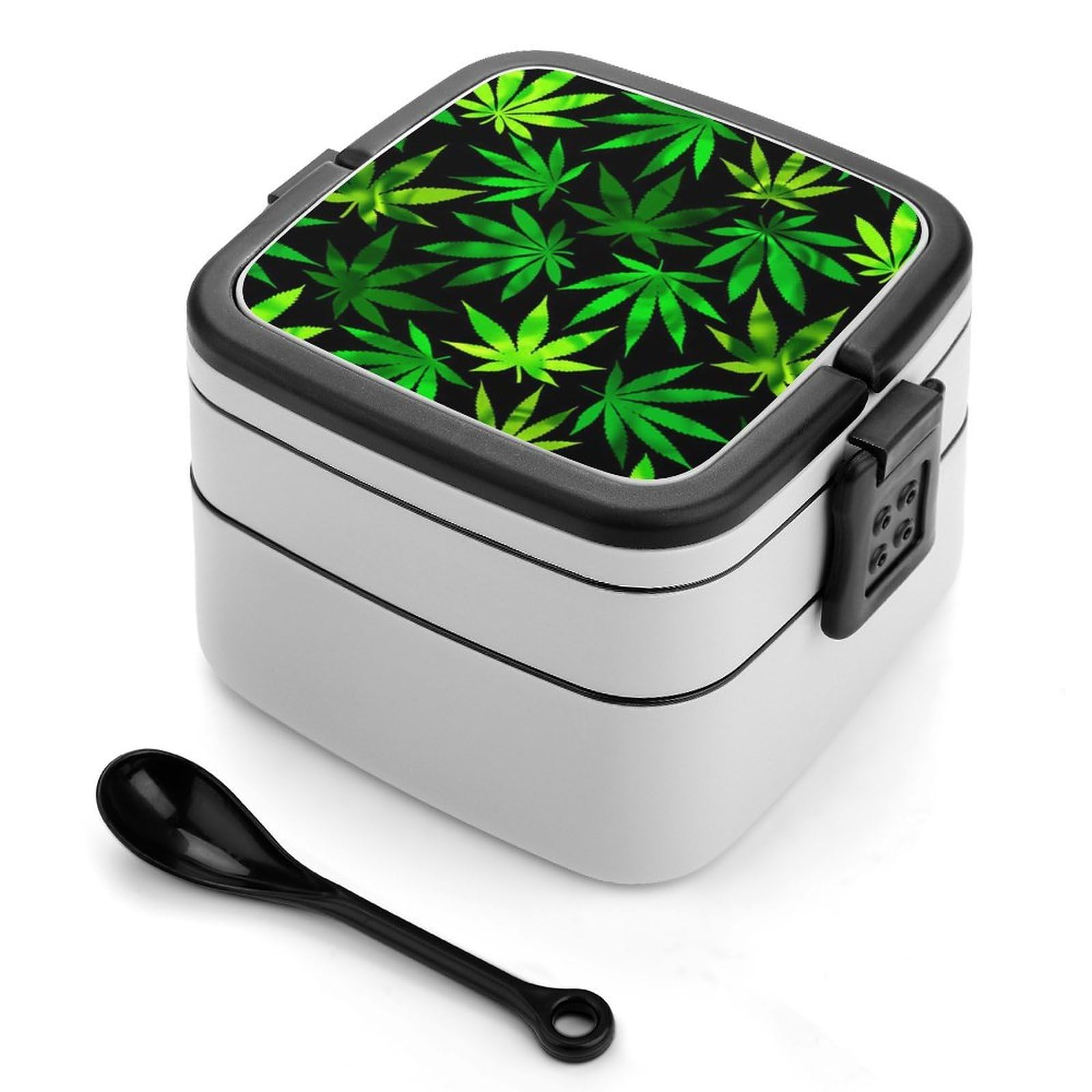 CGSBNGHA Weed Leaf Bento Lunch Box 2 Layer Lunchbox Food Container for Adults Office