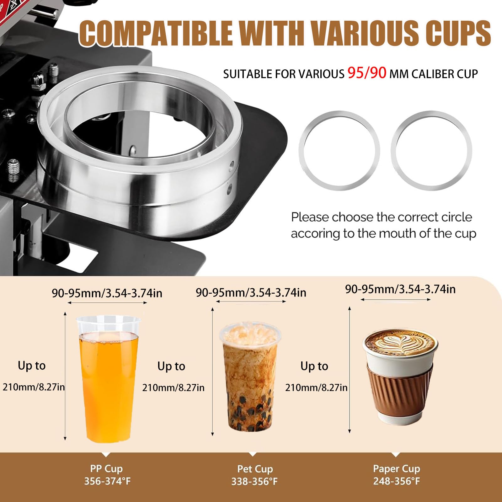 Sigillatrice bubble tea e soia 700-800/h 5s Doppia sigillatura antigoccia, temp intelligente, occhio elettronico, lama autopulente – per caffè, colazioni – 90/95 mm PP/PE/carta/plastica Black