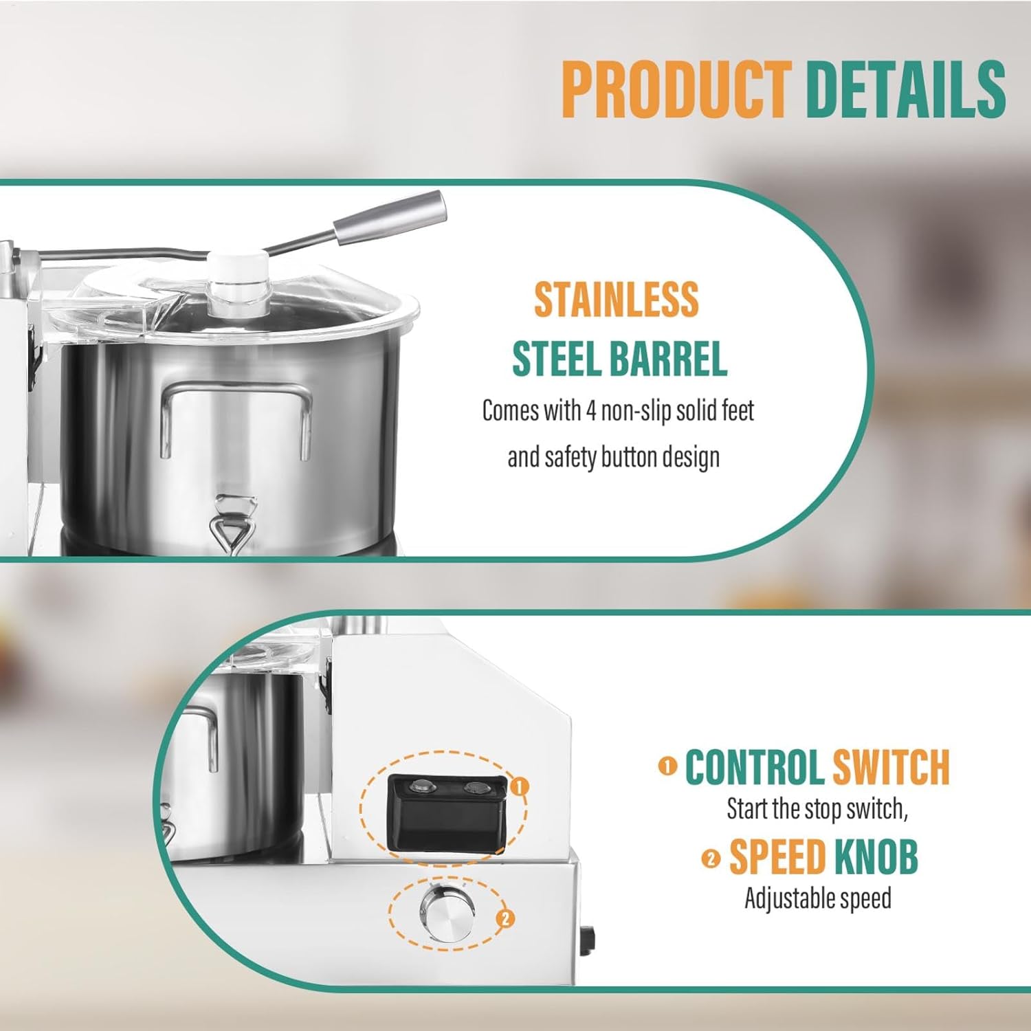 Commercial Food Processor | 1800W Electric Vegetable Grinder,Large Capacity Onion Chopper, Large Capacity Chopping Machine for Potatoes Carrots