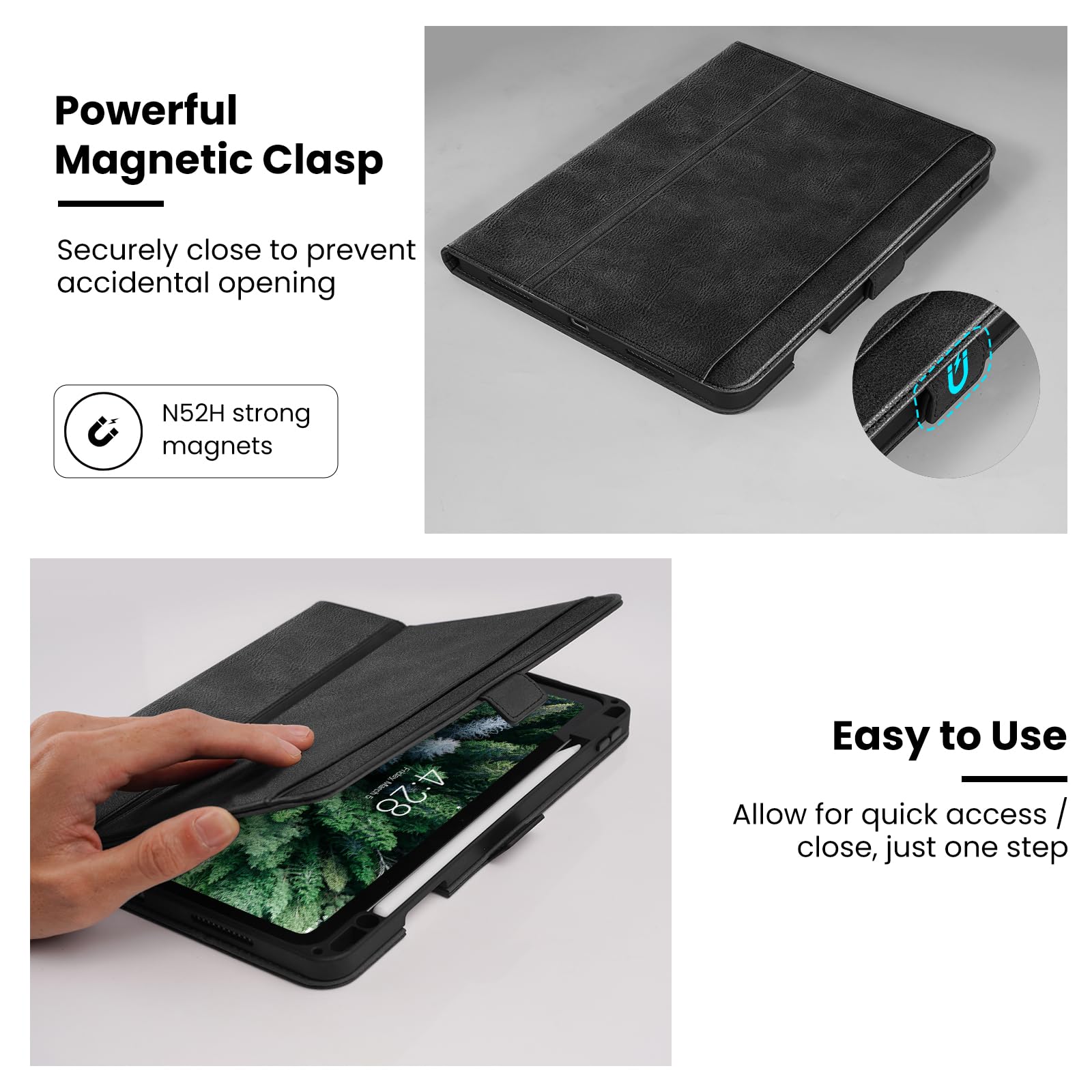 Custodia In Pelle Vegana Per IPad A16 11” 2025 E IPad 10 Gen – Con Portapenne, Tasca E Supporto Multiangolo - 2