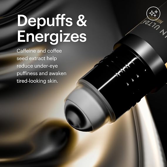 MANSCAPED Skin UltraTM Eye Serum - Fast-Acting Formula with Caffeine, Red Algae & Ceramides to help Depuff & Hydrate Skin, Cooling Rollerball Applicator, Fragrance-Free, 0.5 fl oz.