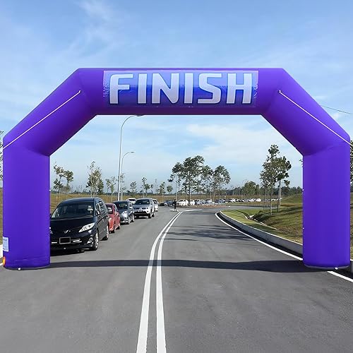 Miniatura 8 de Arco inflable de 20 pies con soplador, arco inflable al aire libre para fiesta, carrera 5K, comercio publicitario, deporte escolar amarillo