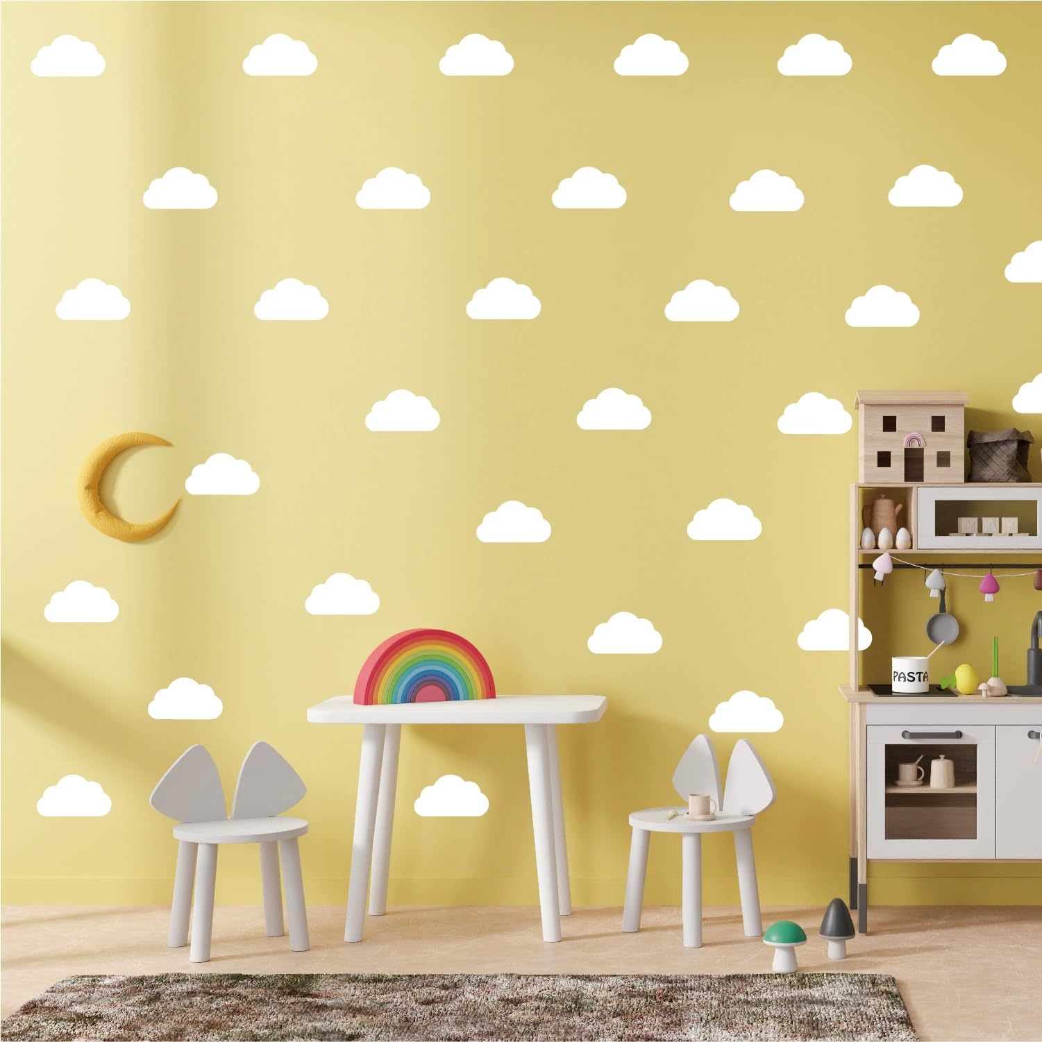 10Sheets White Clouds Wall Stickers,Cloud Wall Stickers Murals Art Design Wall Decals for Teen Kids Bedroom Playroom Nursery Kindergarten Classroom Living Room Nursery Decoration,DIY Home Mural - Image 3