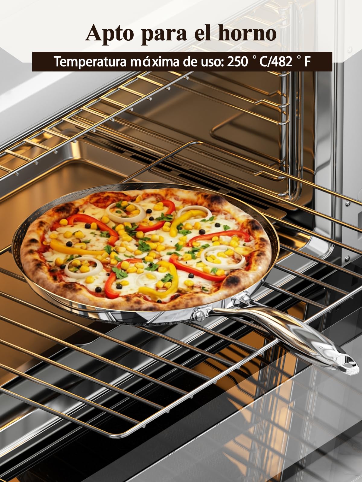 Innerwell Sartén para Crepes de 26 cm de Acero Inoxidable, Antiadherente | Mango de Acero Inoxidable, Apta para Todo Tipo de Cocinas, Incluida la Inducción, Apta para Lavavajillas y Horno, sin PFOA