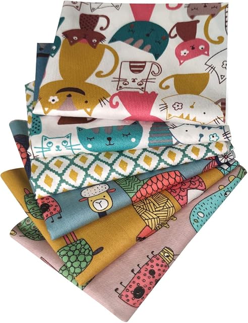 Qililandiy 6pcs 100% Cotton Fat Quarter Fabric Bundles for DIY Crafts Quilting Patchwork 46 x 56cm