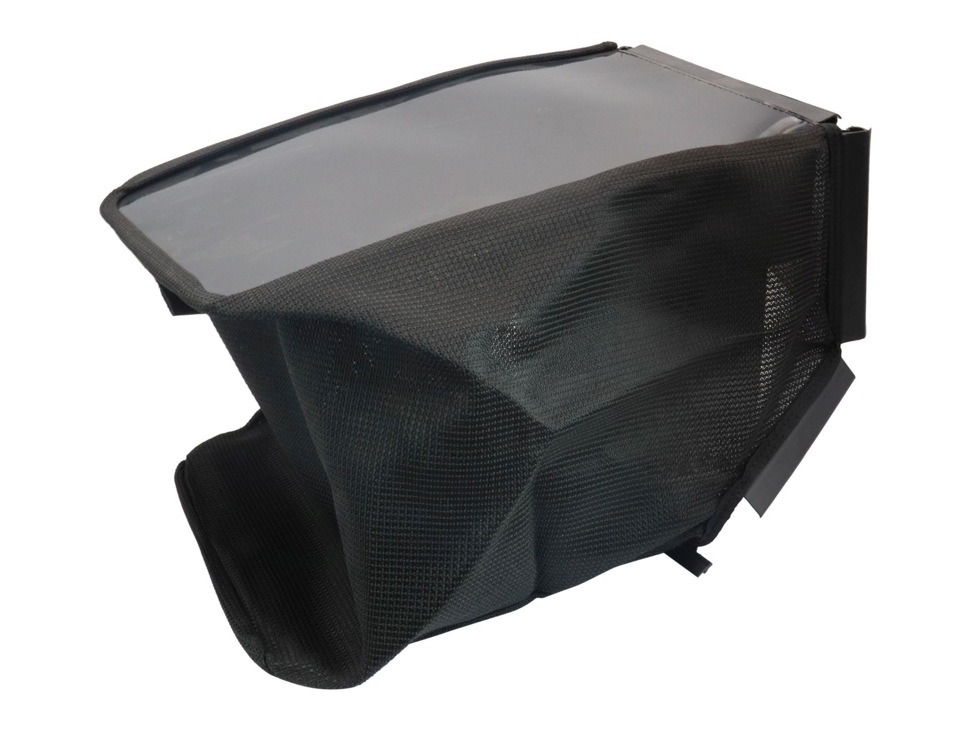 Secura Grass Catcher Bag, folded, showing the black mesh fabric and plastic frame