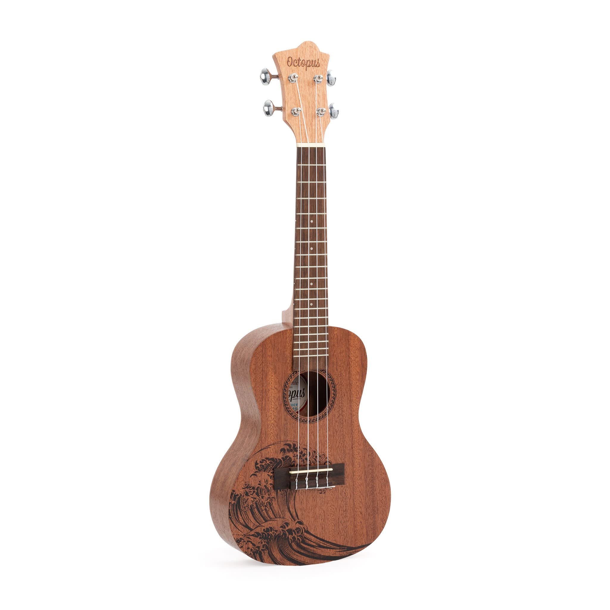 Octopus UK230CW Rosette Konzert-Ukulele Outfit - Wellenmotiv