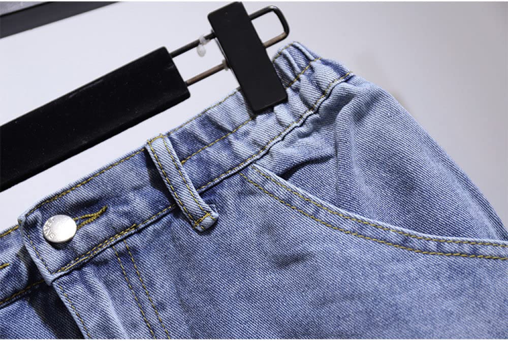 Gonna Donna,Gonna Midi da Donna Gonna di Jeans Cargo con Spacco Elastico A Vita Alta Blu con Tasca Plus Size A-Line Gonne Lunghe Diritte Casual per Ragazze Signore,XL