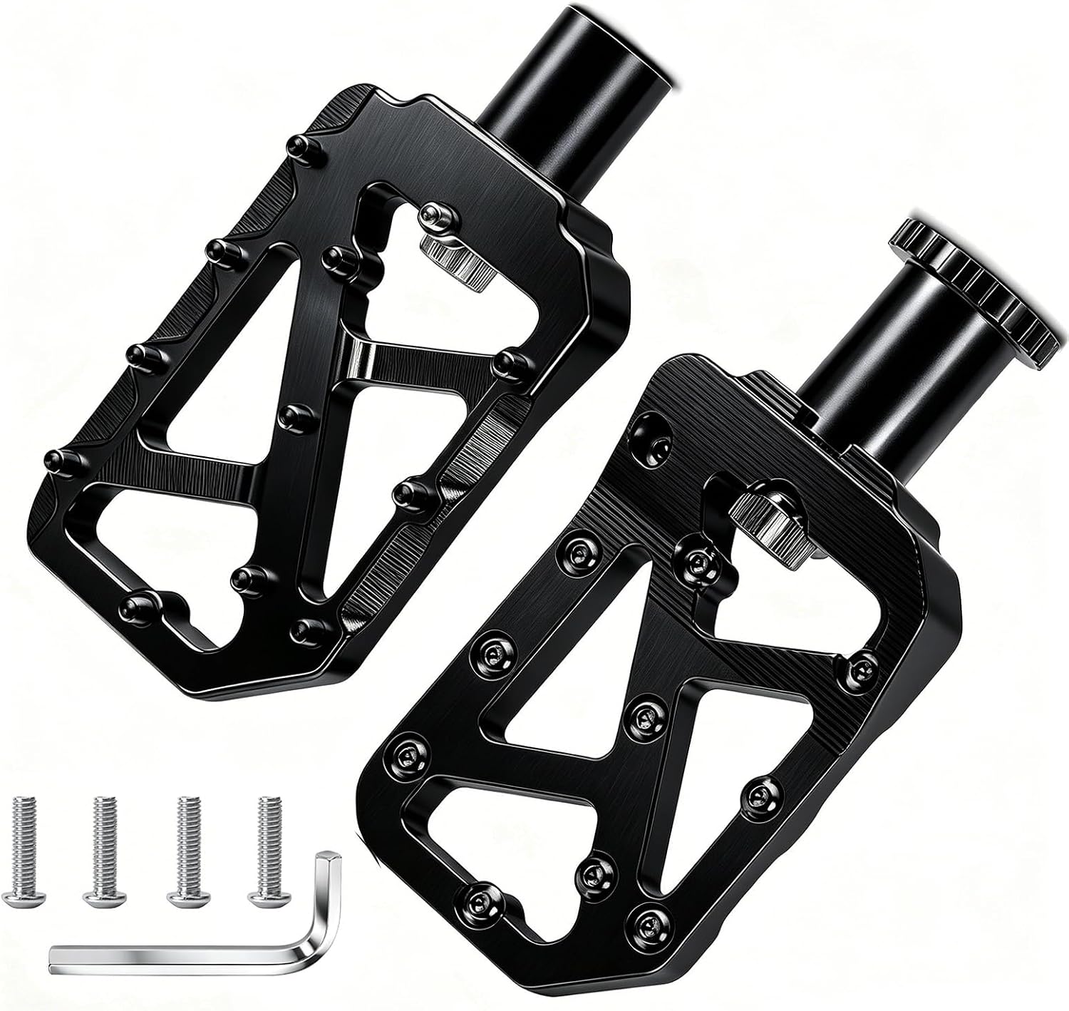 Dirti Bike Foot Pegs CNC Anti-Slip Wide Footpegs for Ridstar Q20 EBike Mod Off-Road Electric Dirt Bike Peg Kit Footrest Pedal Replacement (Full Black)