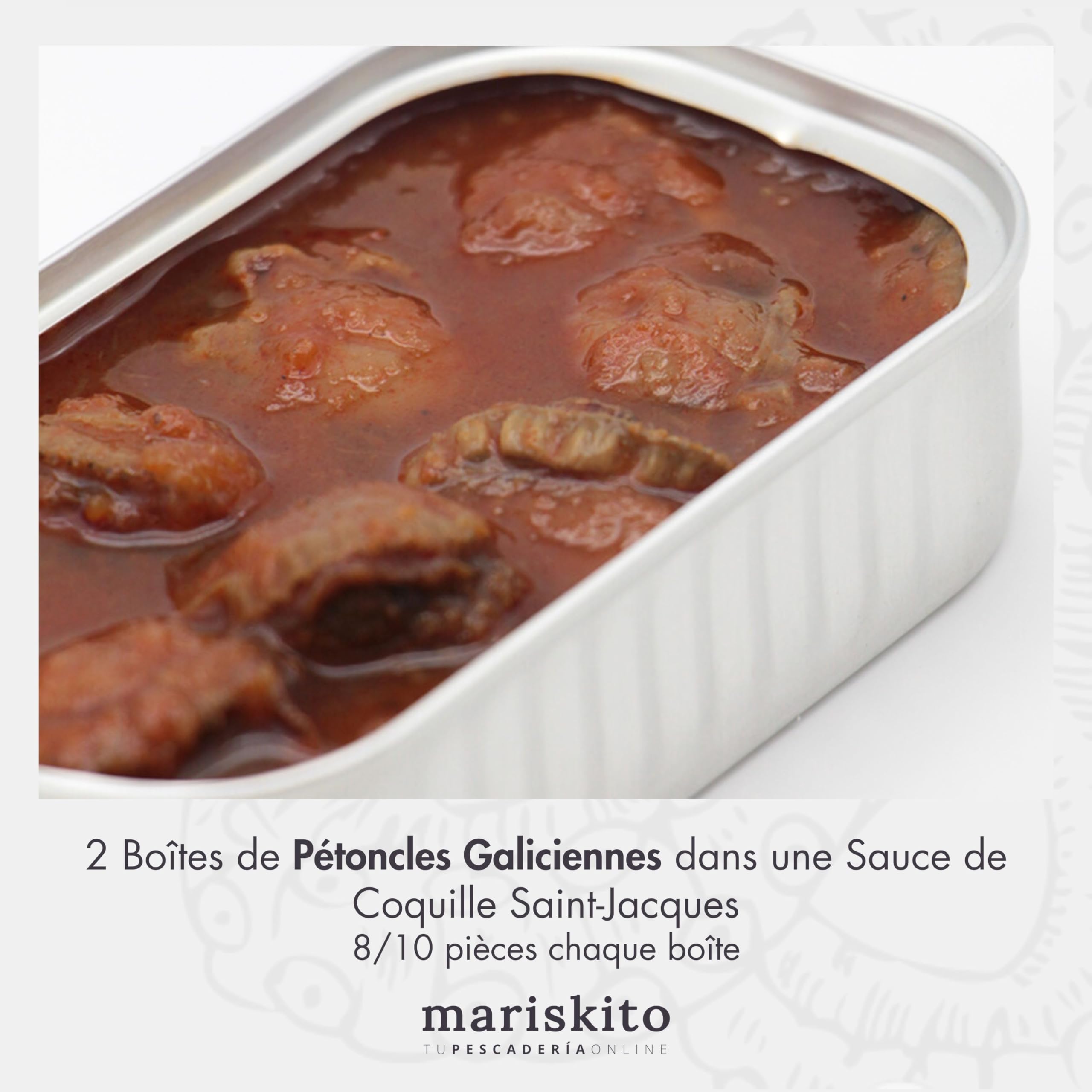 MARISKITO | Coffret La Mer de Marin - 6 Conservas Gourmet - Boîtes de Conservas Galiciennes - Panier Cadeau - Coffret de Produits Délicatessen