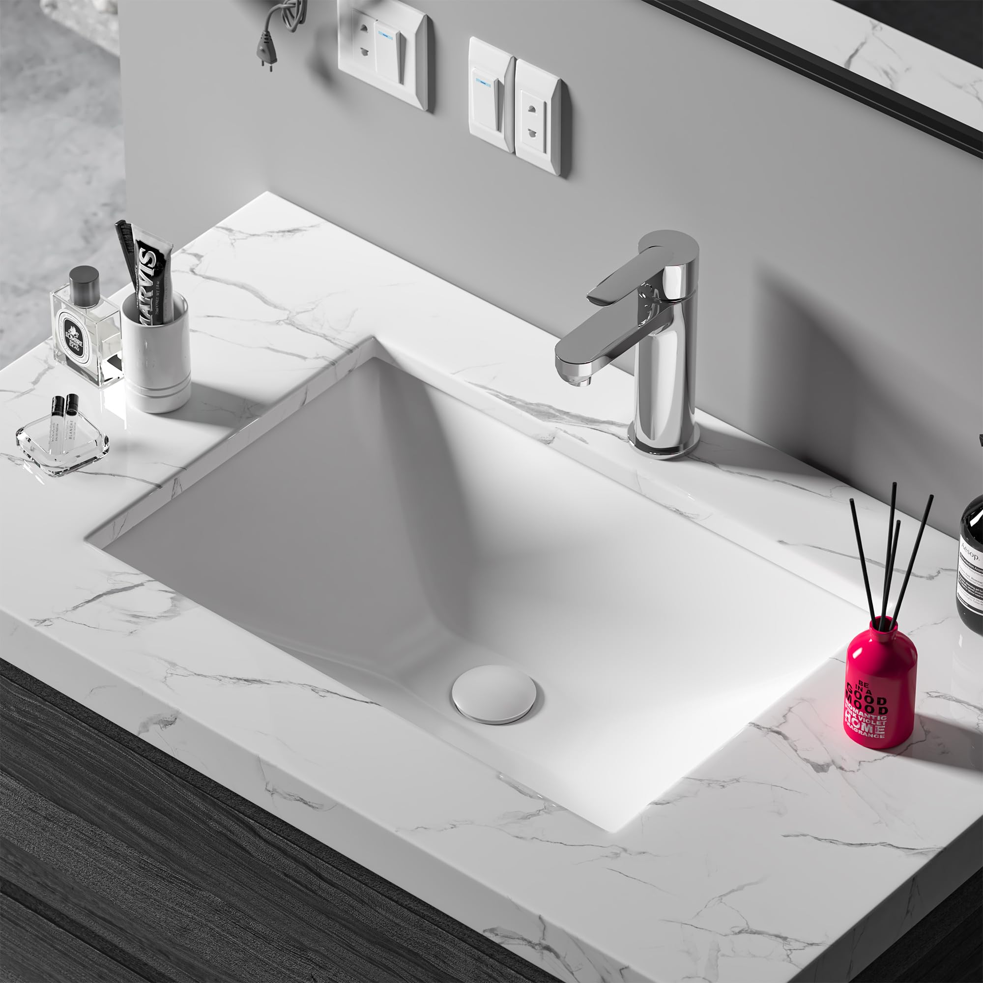 Drenaje desplegable de metal blanco sin desbordamiento, latón resistente al óxido y acero inoxidable 304 para lavabo, lavabo de baño