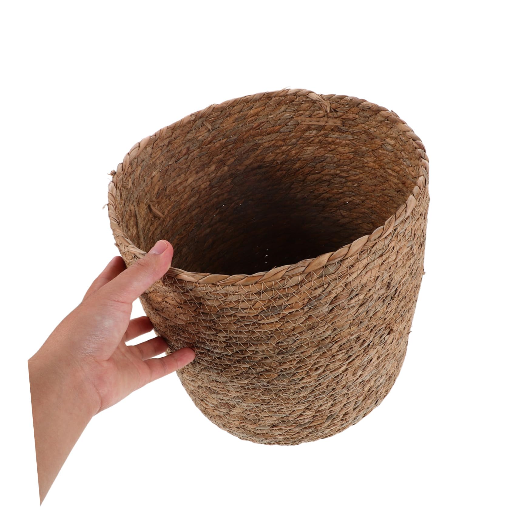 TOPBATHY Cesto Rettangolare in Paglia Intrecciata Artigianalmente per Organizzazione Cancelleria, Contenitore Rustico Minimalista per Scaffali Domestici e Ufficio
