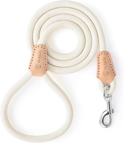 Miniatura 34 de Mile High Life Correa de perro con asa envuelta de cuero genuino, con cierre resistente para perros pequeños, medianos y grandes (gris, 4 pies)