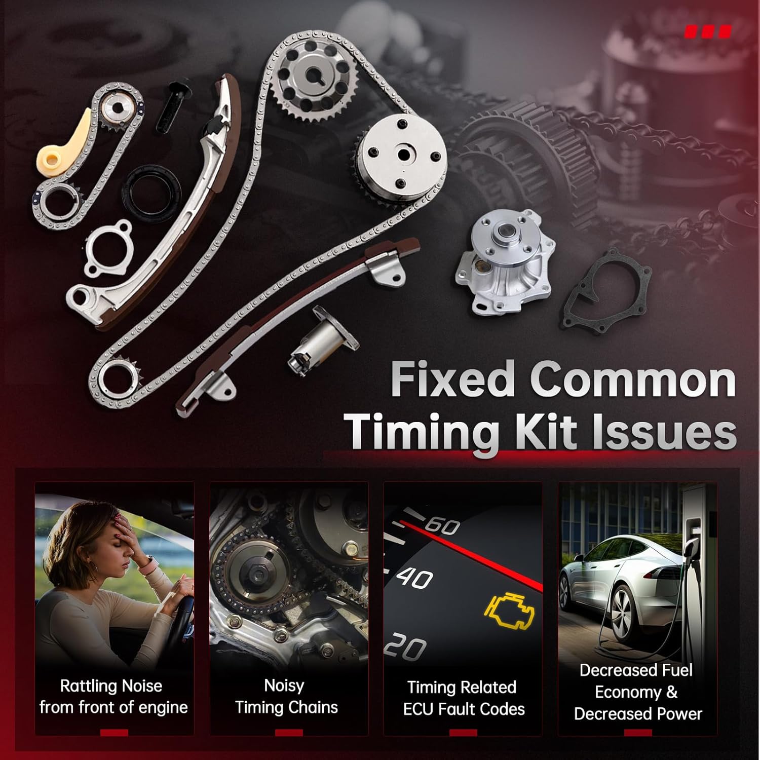 cciyu CTKTO44 TS21002 1610028041 Timing Chain Kit & Water Pump Sets for TOYOTA Solara Matrix for RAV4 Corolla Camry Vibe tC HS250h 2.4L 2.0L