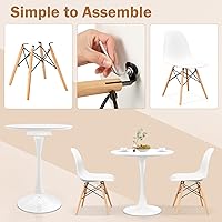 Vista 5 de Giantex Juego de comedor de 3 piezas para 2, mesas y sillas de cocina con mesa redonda de 32 pulgadas, sillas de comedor, juego de mesa de comedor