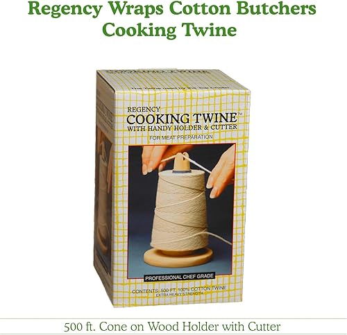 Miniatura 6 de Regency Wraps Cordel de cocina de algodón para carne preparación de alimentos natural cono de 500 pies paquete de 1
