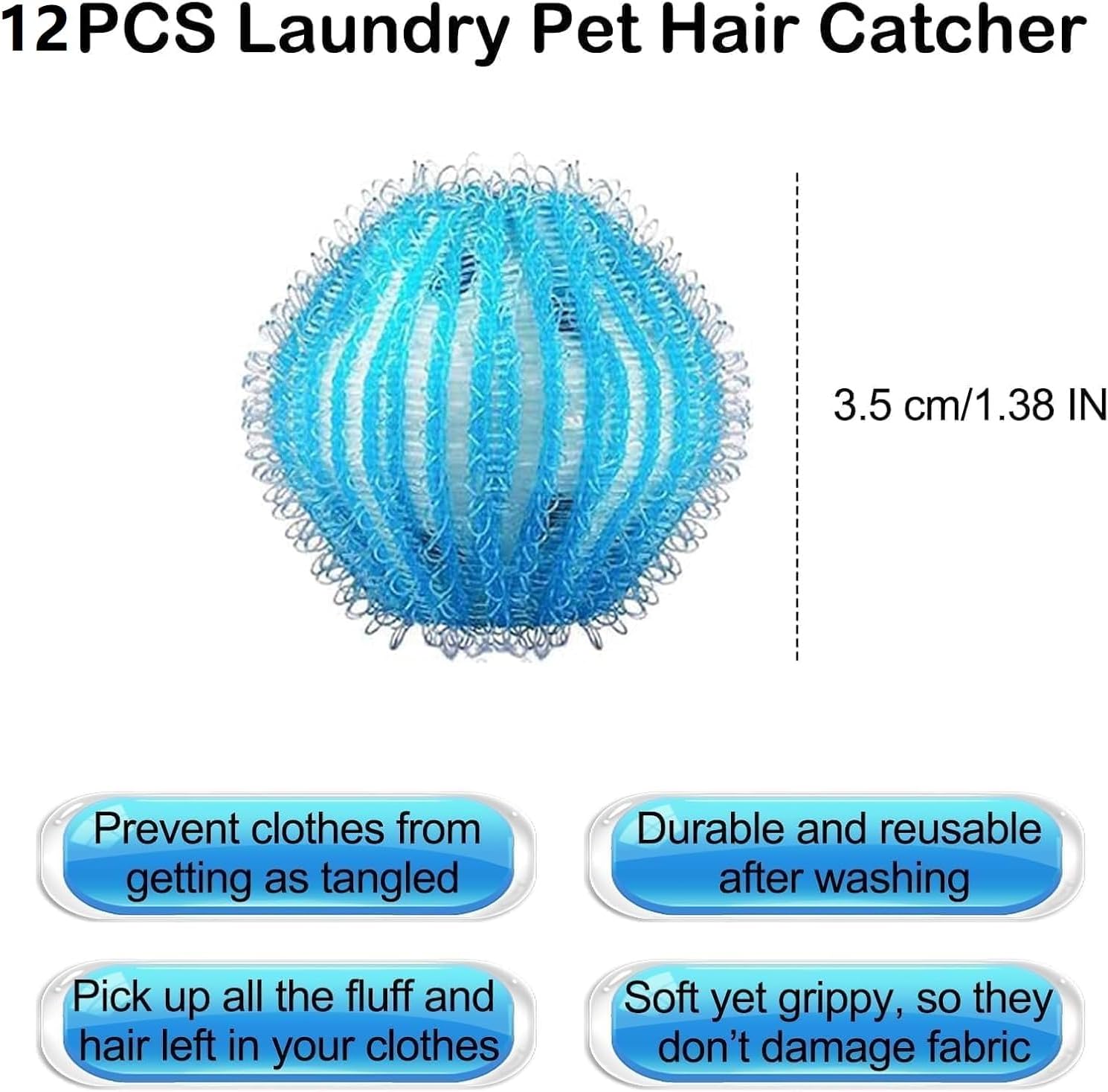 12 Pcs Pet Hair Remover for Laundry, Suitable for All Kinds of Domestic Pets Such as Dogs and Cats. Reusable and Environmentally Friendly Laundry pet