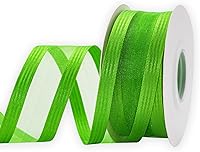 Vista 6 de Cinta de borde con alambre de múltiples lunares, carrete de 1-1/2 pulgadas, 10 metros (32.8 ft), verde con puntos de Navidad, uso para envolver