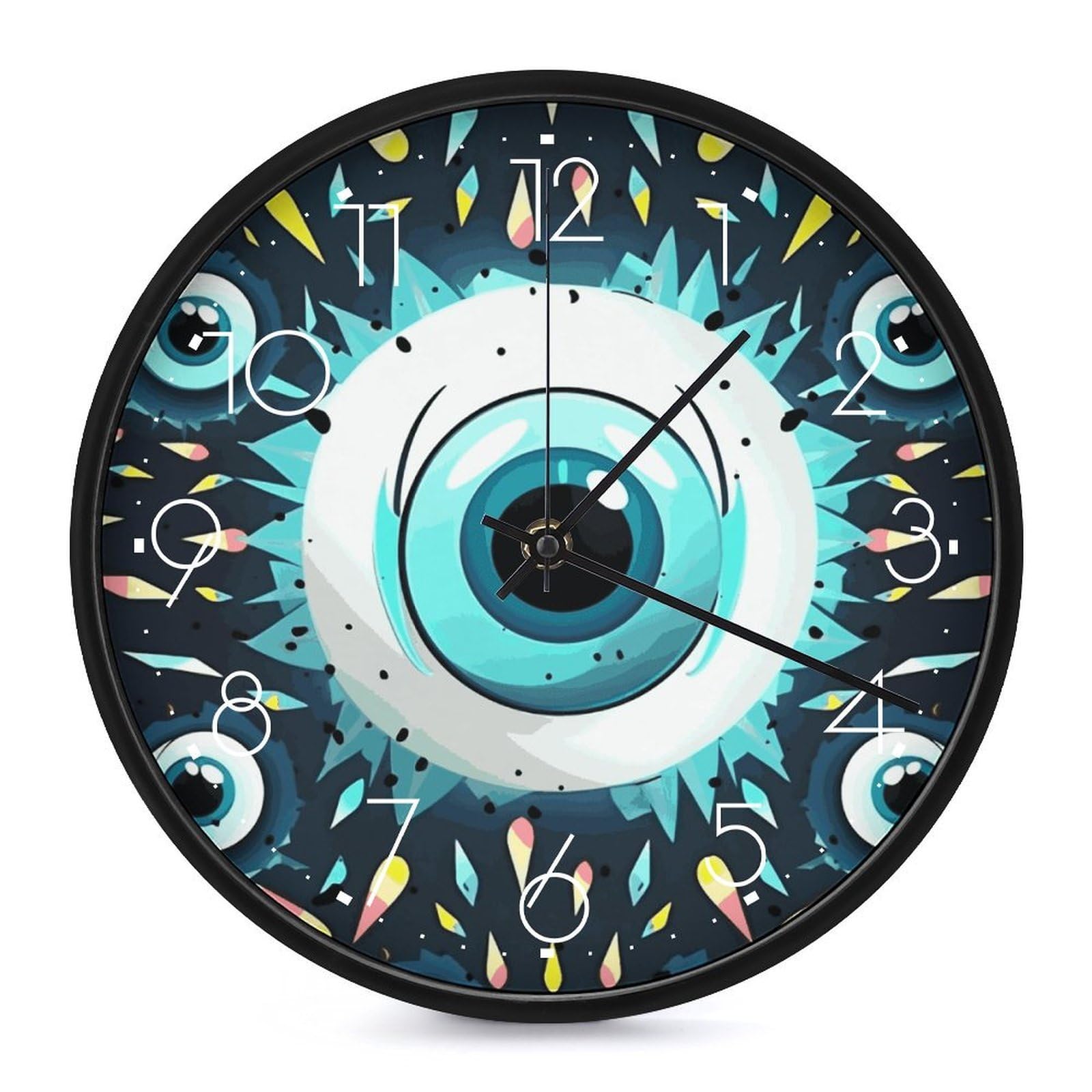 Horloge murale ronde contre le mauvais œil en version analogique classique épurée