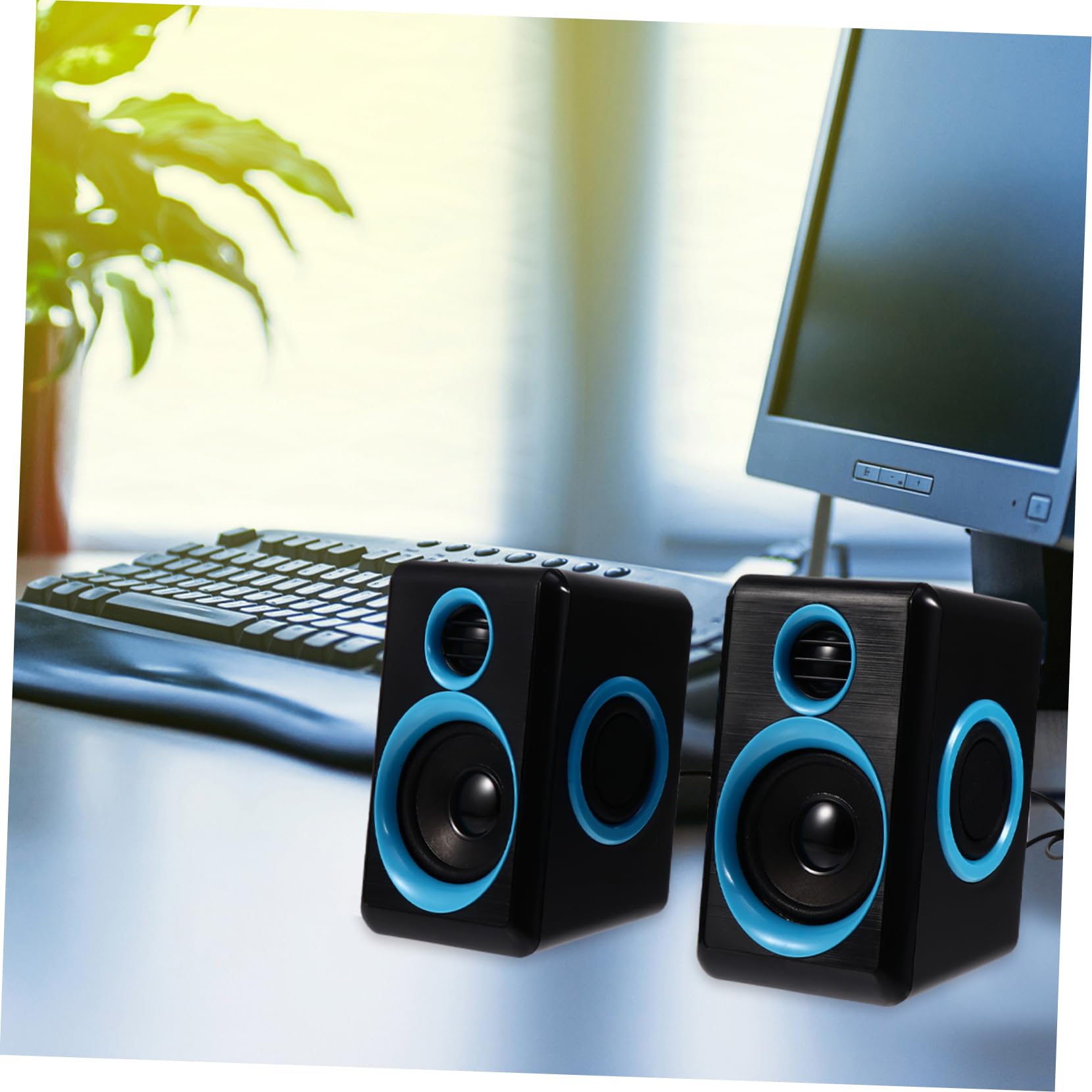 DOITOOL 2pcs Compact Multimedia Speakers Mini USB Powered Desktop for Laptop Tablet and Phone Lightweight and Portable for Home Office and School Use