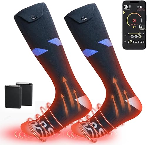 Calcetines eléctricos recargables con control de aplicación para hombres y mujeres, calentadores de pies para invierno, caza, pesca, esquí de