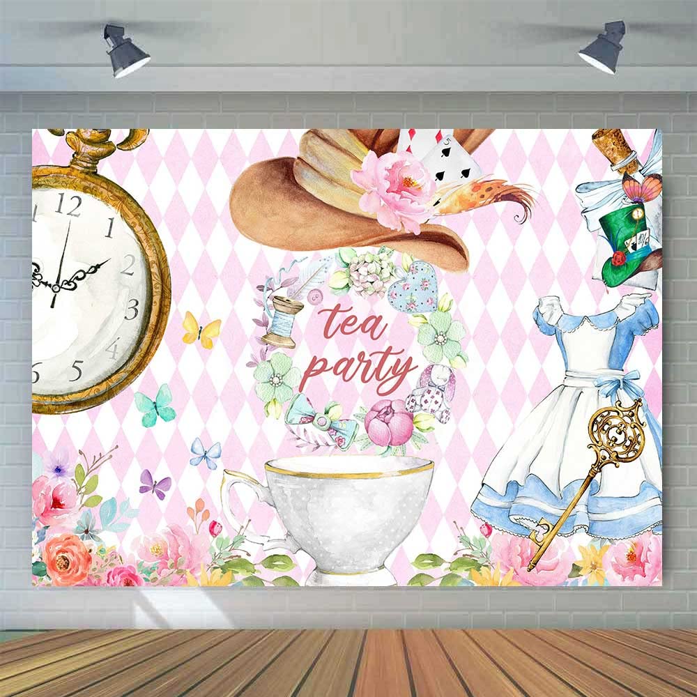 Fotohintergrund Teeparty Western – 2,1x1,5 M, Vinyl, Mit Cowgirl-Motiv (Hut, Blumen, Uhr) Für Fotoshootings